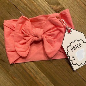 Pink Nylon Bow Headband for Baby